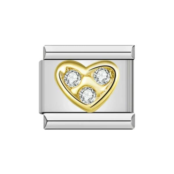 Serafina Sparkly Gold Heart | Italian Style Bracelet Charm
