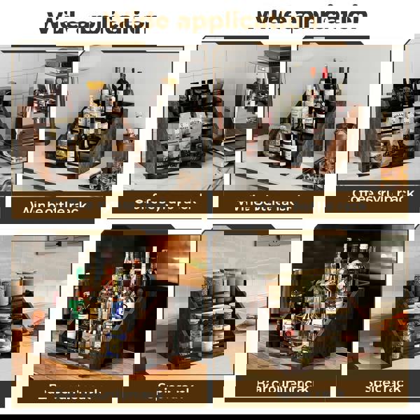 Toque Counter Top Wine Rack Storage Liquor Bottle Display Shelf Wooden Holders