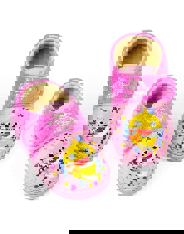 Baby Shark Girls Pink Best Shark Friend Ever Velcro Loafer Slippers