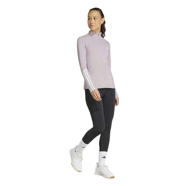 Adidas Womens/Ladies Hyperglam Zip Neck Gym Top - Preloved Fig - 