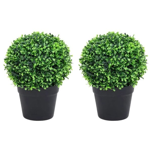 Berkfield Artificial Boxwood Plants 2 pcs with Pots Ball Shaped Green 27 cm