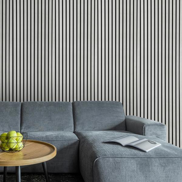 Fuse Acoustic Wooden Slatted Wall Panel in Concrete Effect, 2.4m x 0.6m