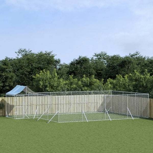 Berkfield Outdoor Dog Kennel with Roof Silver 10x6x2.5 m Galvanised Steel