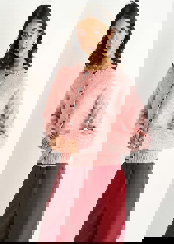 Gini London Pink Flex Long Sleeve Cardigan