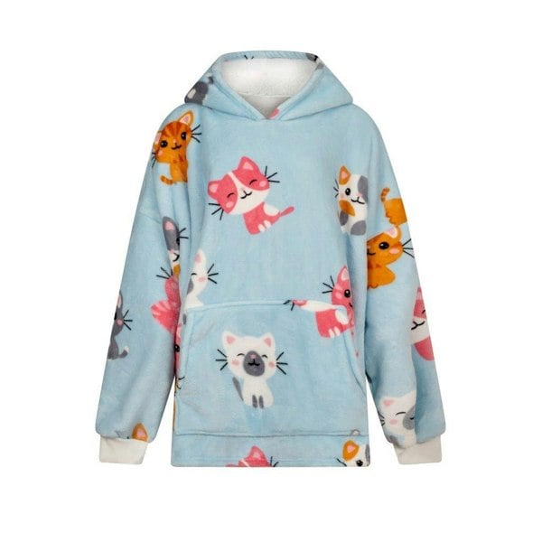 Urban Unique Kitties Sherpa Fleece Hoodie Oversized