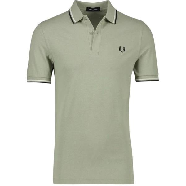 Fred Perry Mens Double Tipped Collar Polo Shirt - Light Green - 