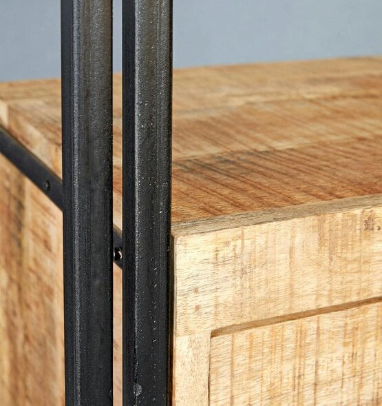 Wyld Haus Toivakka Industrial Reclaimed Wood and Metal Narrow Bookcase 5 Shelves