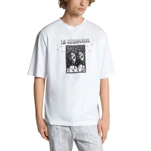 DSquared2 Mens Cartoon T-Shirt - White - 