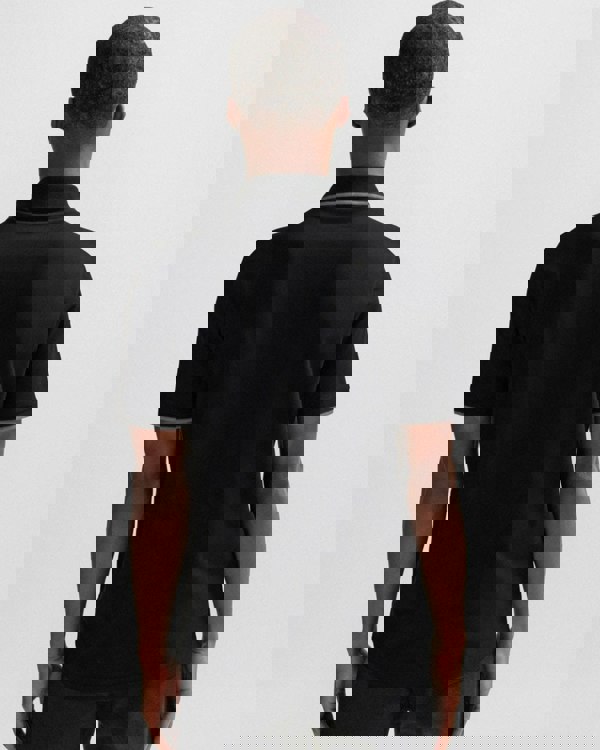 BOSS Orange Passertip Mens Short Sleeve Polo Shirt With Tipped Collar - Black 001