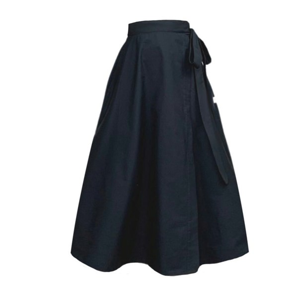 Frock Tales Meyer Wrap Midi Skirt with Pockets - Black