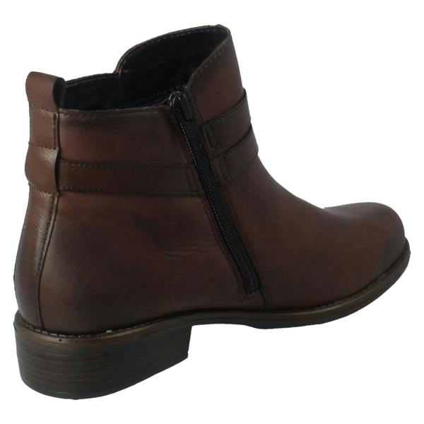Remonte Ladies Remonte Fleece Lined Leather Strap Detailed Zip Up Ankle Boots D0F77