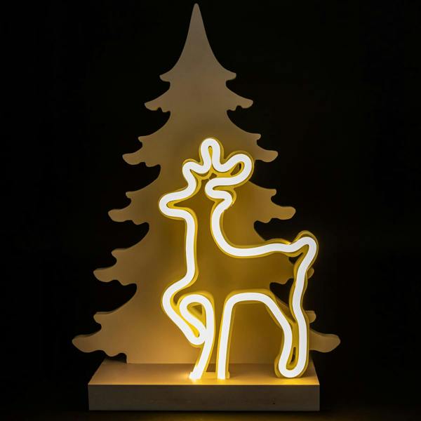 4cm Wooden Christmas Reindeer Silhouette with 135 Warm White LED Lights, Battery Operated Indoor Table Decoration image 4