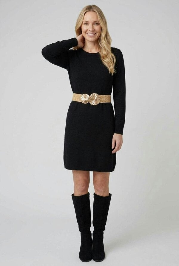 Izabel London Metallic Circle Buckle Woven Waist Belt