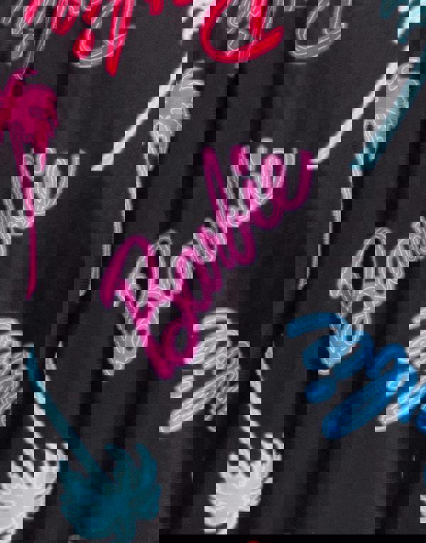 Barbie Womens Multicoloured All-Over Print Logo & Palm Tree Graphic 1 Piece Swimming Costume