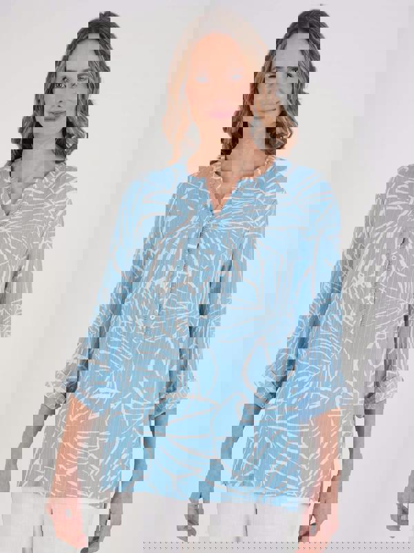 TIGI Linear Palm Textured Viscose Top