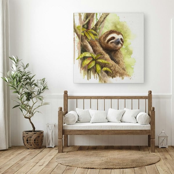 Warren Reed Sloth Watercolour Canvas