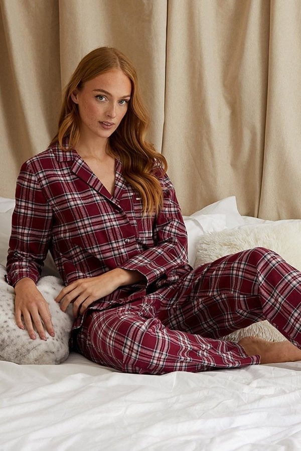 Plaid Pyjama Set in BordeauxNightwear