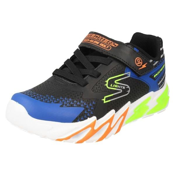Skechers Boys Skechers Light Up Hook and Loop Casual Trainers Flex Glow Bolt 400138