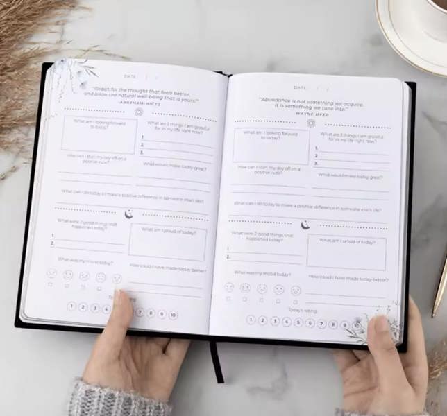 Catalyse Gratitude, Reset Daily Ritual Nigh time Journal | Inside pages | prompts