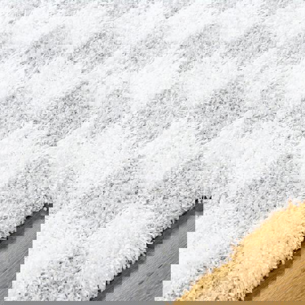 Livabliss Urban Shag-Modern Ivory Grey Checkered Soft Plush Pile Rug