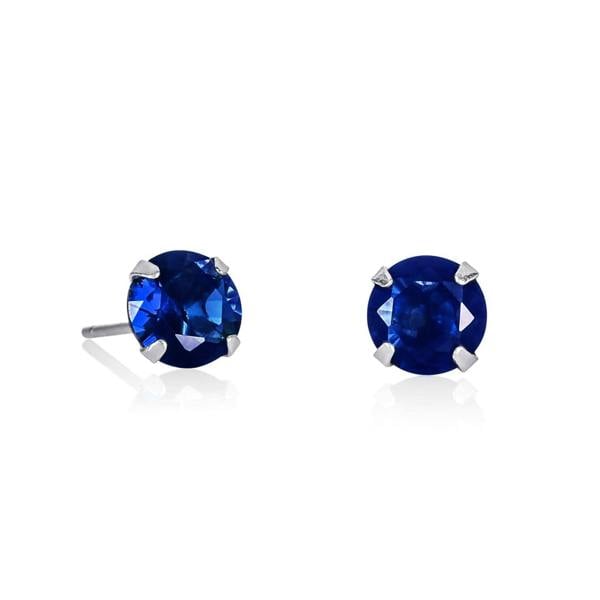 namana Dainty Blue Solitaire Stud Earrings in 925 Sterling Silver For Women