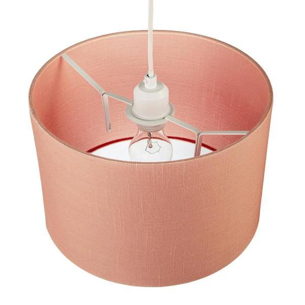 Chic Designer Peach Palazzo Textured Linen Fabric Circular Lamp Shade Image 3