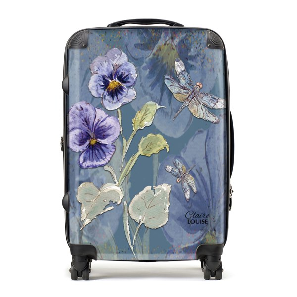 Claire Louise Powder Bloom Pansies Suitcase