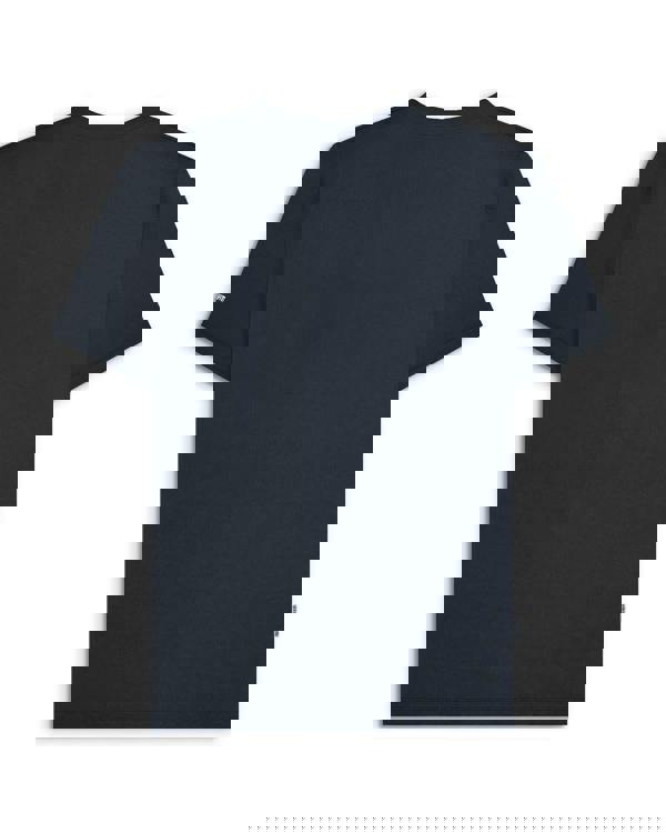 Lambretta Mens Scooter Logo Graphic Mod Ska Casual T-Shirts, plain navy blue T-shirt with a front graphic design and a small logo tag on the sleeve.