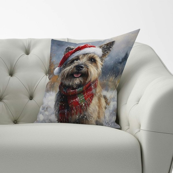 Warren Reed Christmas Cairn Terrier Cushion