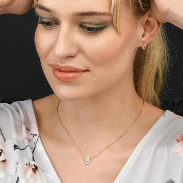 namana Rose Gold Plated 925 Sterling Silver Hamza Pendant Necklace for Women