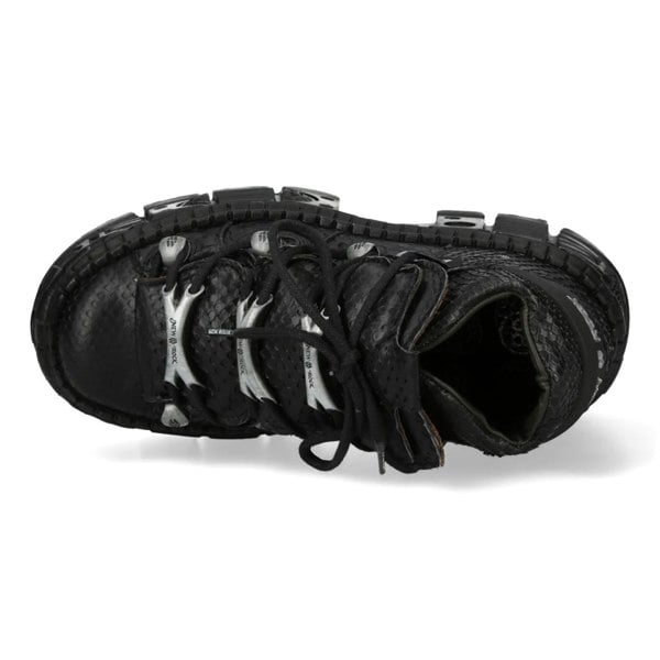 New Rock M-106WALL-C65 Black Leather Platform Ankle Boots