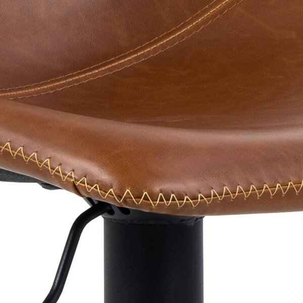 Wyld Haus Bogense Tan Faux Leather Bar Stool Cream Stitching