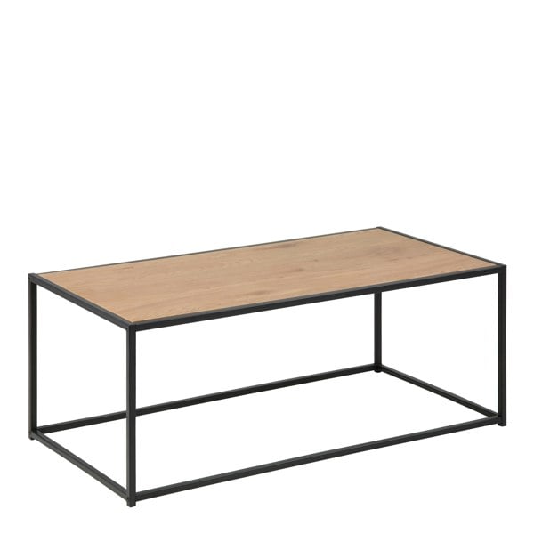 Furniture To Go Seaford Black Metal Coffee Table with Oak Top