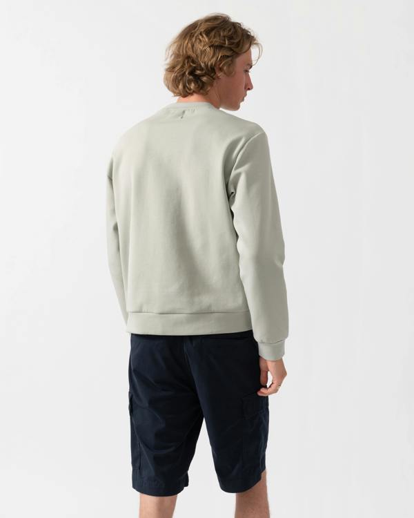 Aquascutum Mens Club Check Crewneck Sweatshirt - Salvia 34 | CHO | Designer Mens Sweatshirts