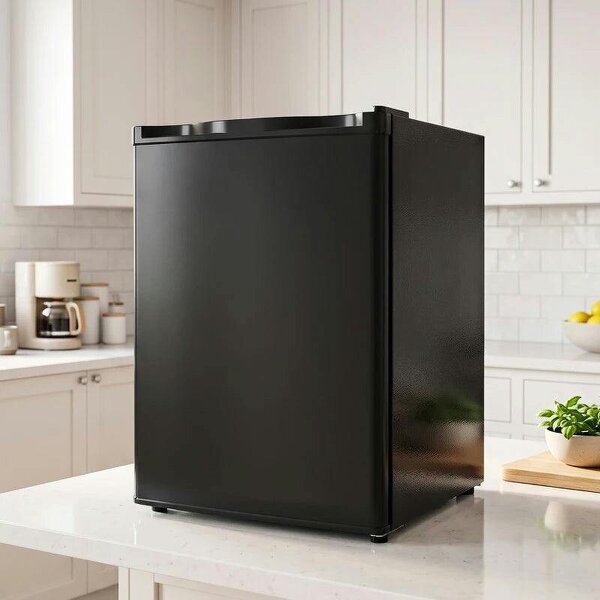 73 L Mini Fridge with Chiller Box, Single Door Compact Refrigerator, Adjustable Thermostat, Reversible Door, Black - Black