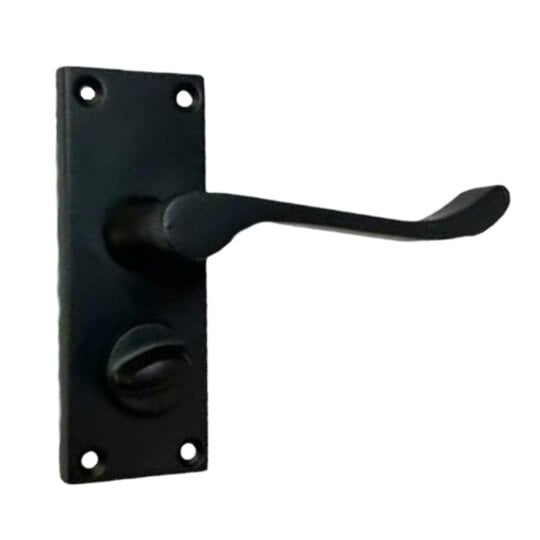 EDH Door Hardware Victorian Scroll Matt Black Bathroom Privacy Lock Door Handles 1 Pair
