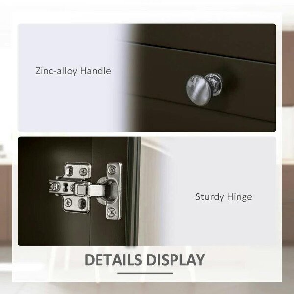 Modern Storage Cabinet, Sideboard with Oak Top, 4 Doors, 2 Drawers and 5 Adjustable Shelves, Black Brown