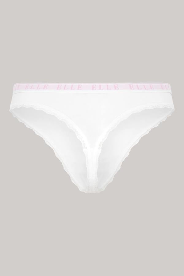 ELLE Multi Pack (3) Cotton Lace Trim Tipped Thongs