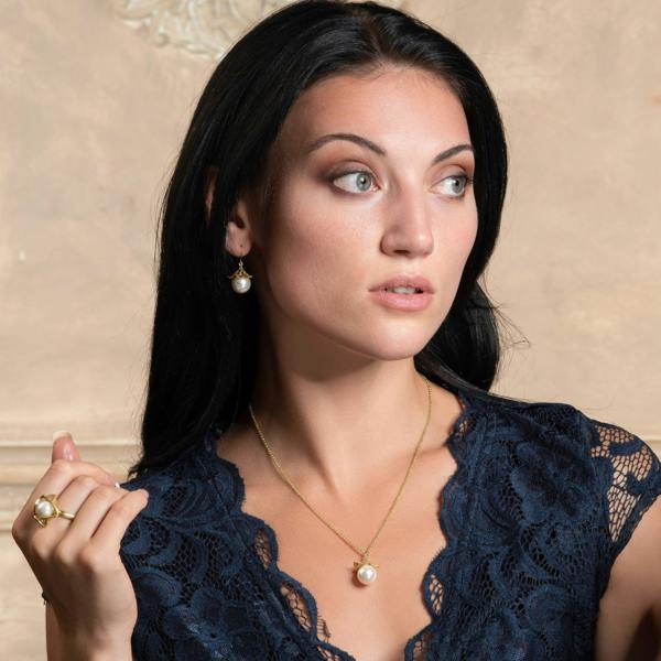 Large Gold Plated Pearl Earrings for Women - namana.london