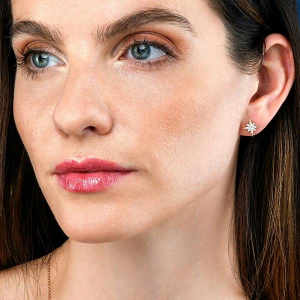 namana Rose Gold North Star Stud Earrings for Women
