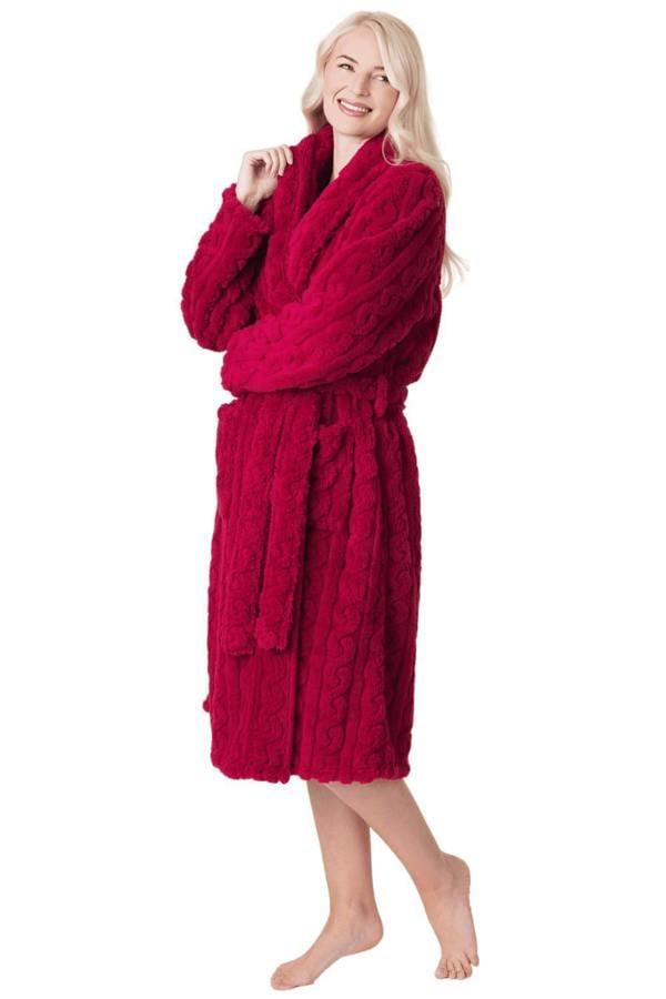 Womens Supersoft Luxury Fleece Jaquard Bathrobe