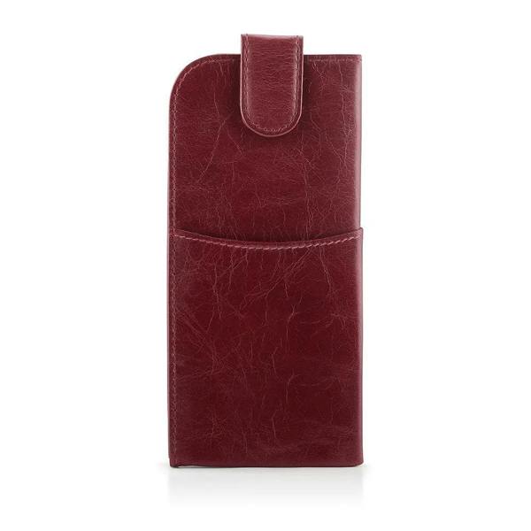 Front view of Bordeaux Leather Glasses Case