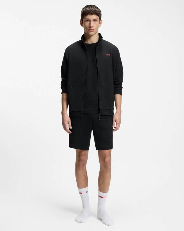 HUGO Austin Mens HUGO Austin Mens HUGO Austin Mens Waffle - Structured Pyjama Shorts with Embroidered Logo | CHO | Designer Mens Pyjamas