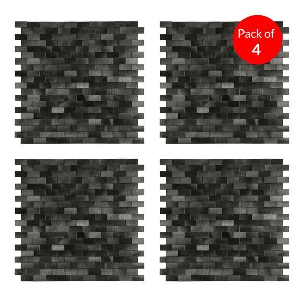 ENER-J Urban Alloy Pattern Peel & Stick Aluminum Tile, Size:300 x 300 x 4 mm (Pack of 4)