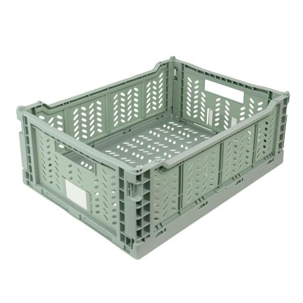 JVL STACKIT - Plastic Foldable Storage Crate -14.5L - Green