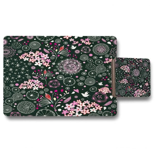 New Product Different Flowers, Shapes & Birds (Placemat & Coaster Set)  - Andrew Lee Home and Living
