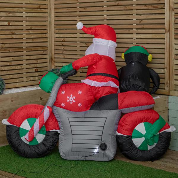 Samuel Alexander 1.8m (6ft) Light up Santa with Penguin on Motorbike Christmas Inflatable with LEDs