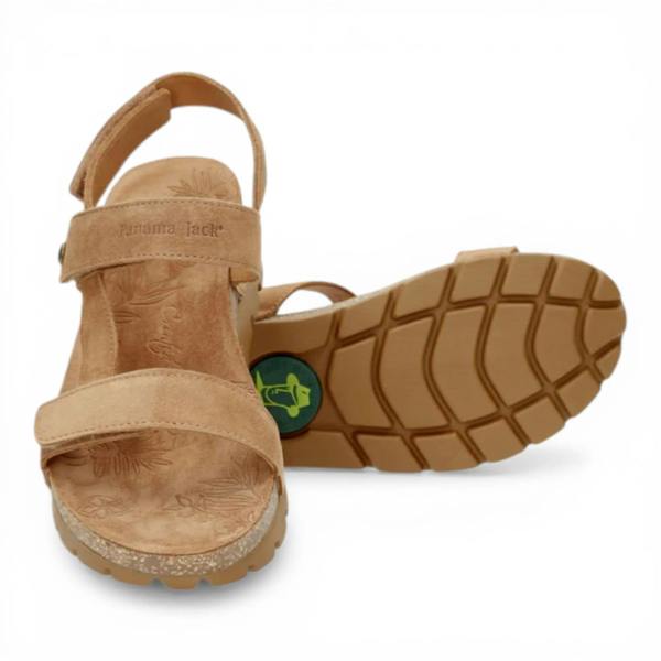 Panama Jack Selma B10 - Women’s Wedge Bark Brown Suede Leather Sandals