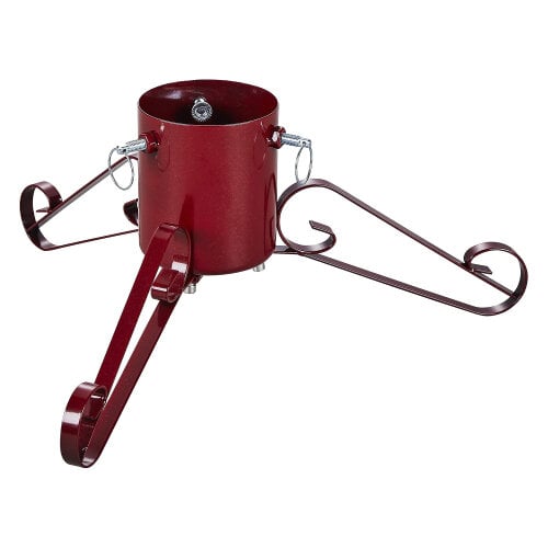 Large Metal Christmas Tree Stand, Glittery Red Finish, Water Reservoir Base for Real Trees up to 2.5m