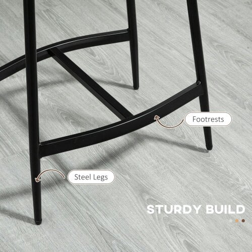 Wyld Haus Noveha Microfiber Brown Industrial Breakfast Bar Stools Set Of 2 With Curved Seat